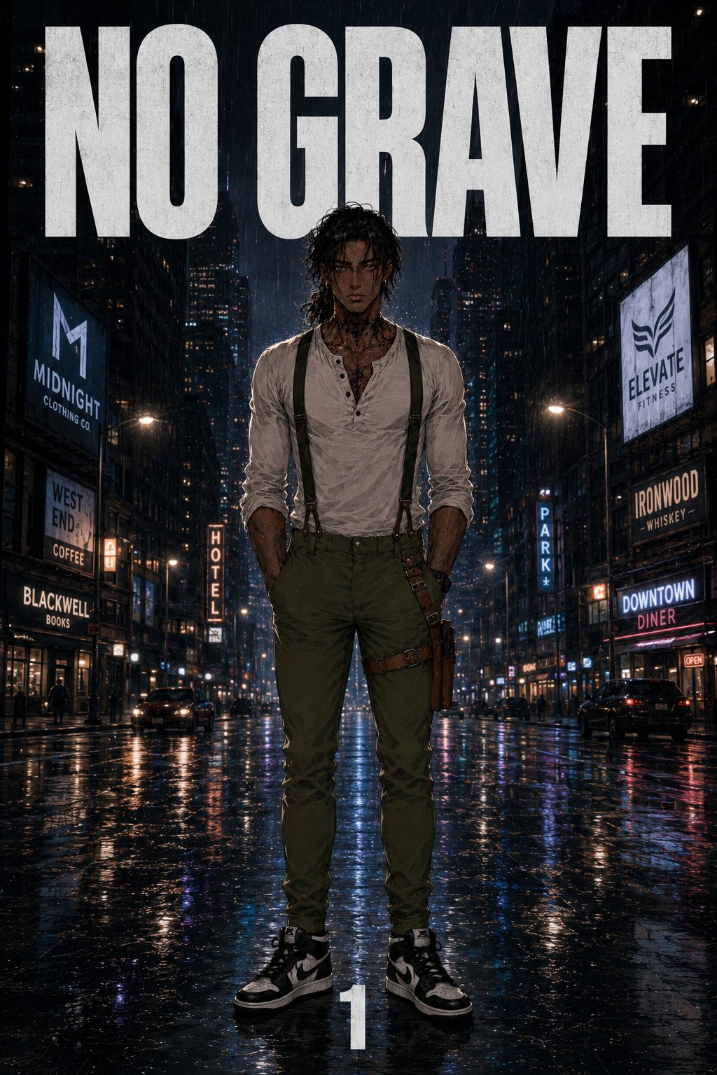 No Grave Issue 1 Cover — Drez stands alone in the rain